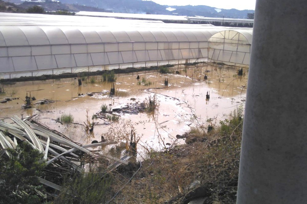 Sulama borusu patladı, ev ve seralar su içinde kaldı