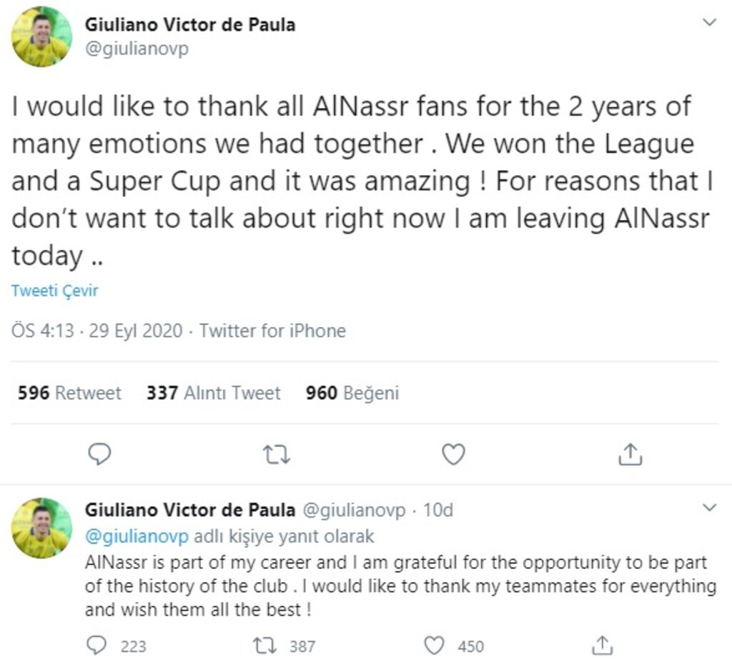 Giuliano, Al Nassr'dan ayrıldı!