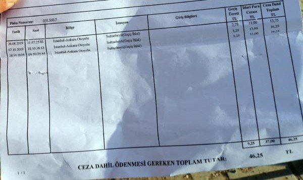 Afyonkarahisar'da yaşayan vatandaşa İstanbul'dan geçiş ihlali cezası