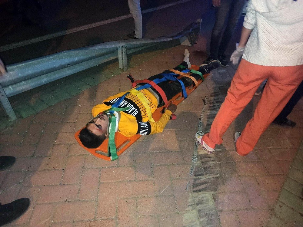 Takla atan otomobil alev aldı, yaralılar son anda kurtuldu