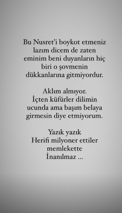 Şarkıcı Ceylan Ertem'den Nusret'e sert tepki: Sana para kazandırana yazıklar olsun