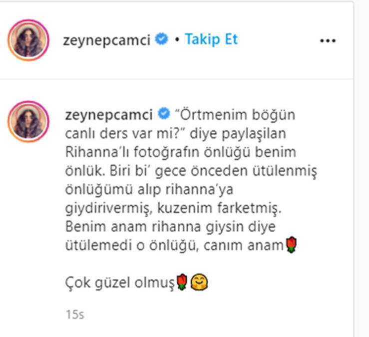 Zeynep Çamcı'nın Rihanna paylaşımı sosyal medyayı salladı!