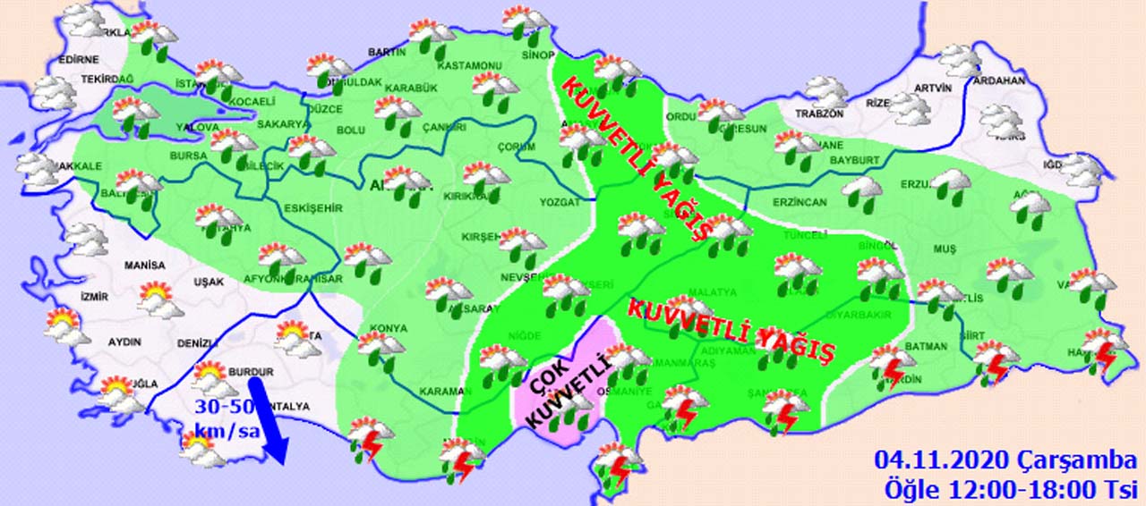 Meteoroloji saat verdi: Sağanak yağış etkili olacak! Şemsiyesiz dışarı çıkmayın