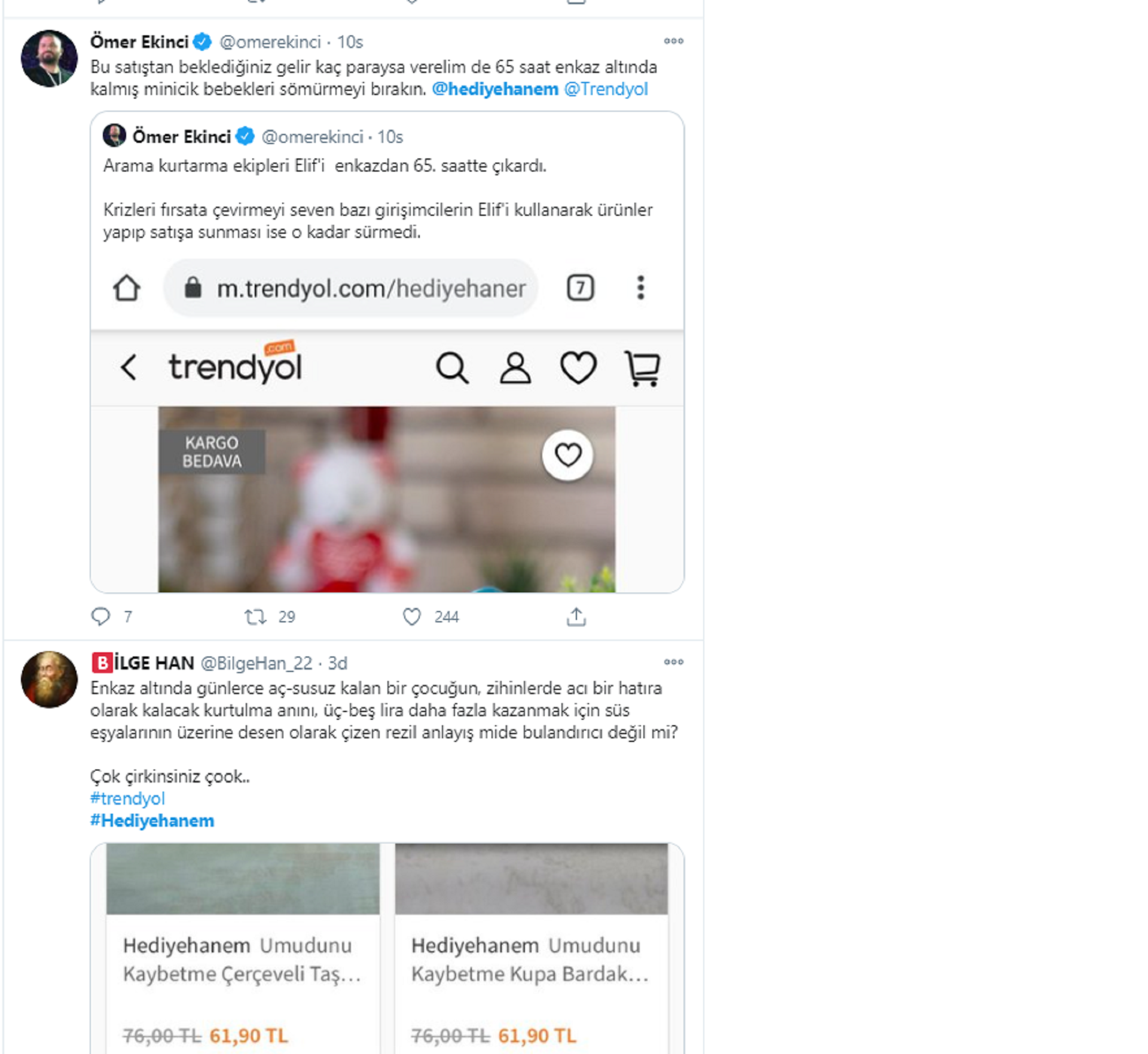Elif Perinçek'in kurtarılma anı üzerinden hediyelik eşya sattılar