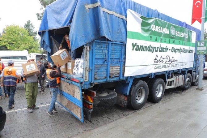 Çarşamba Belediyesi’nden İzmir'e yardım kamyonu yola çıktı