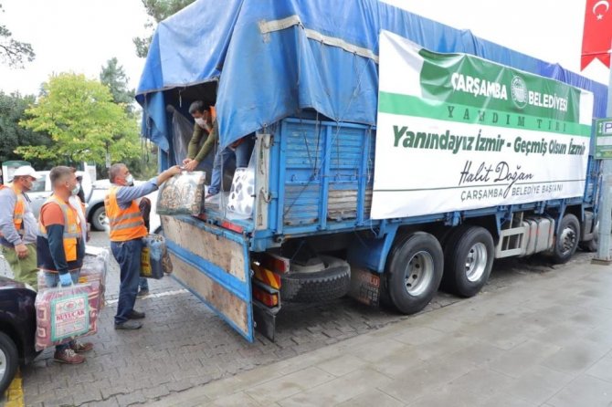 Çarşamba Belediyesi’nden İzmir'e yardım kamyonu yola çıktı