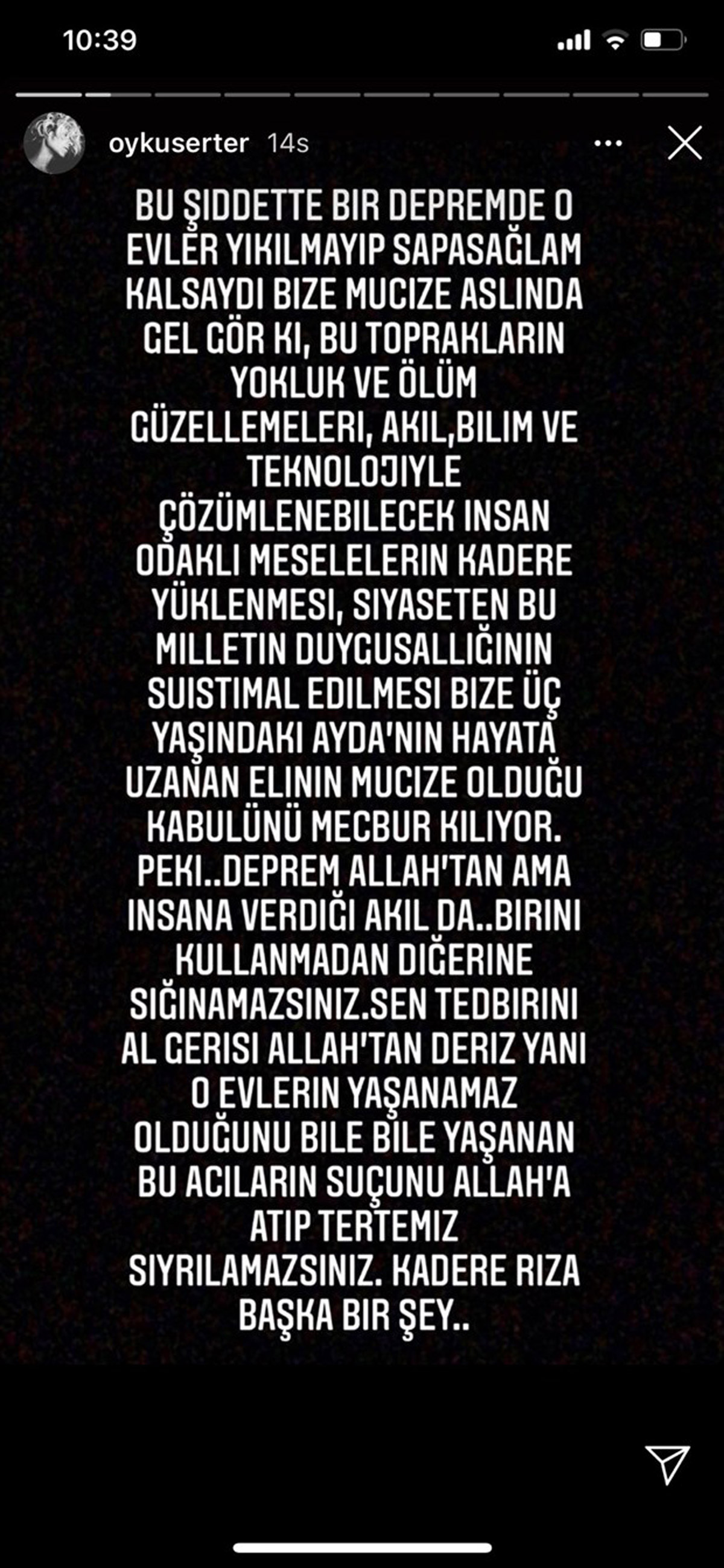 Öykü Serter'den İzmir depremi ile ilgili sert açıklama!