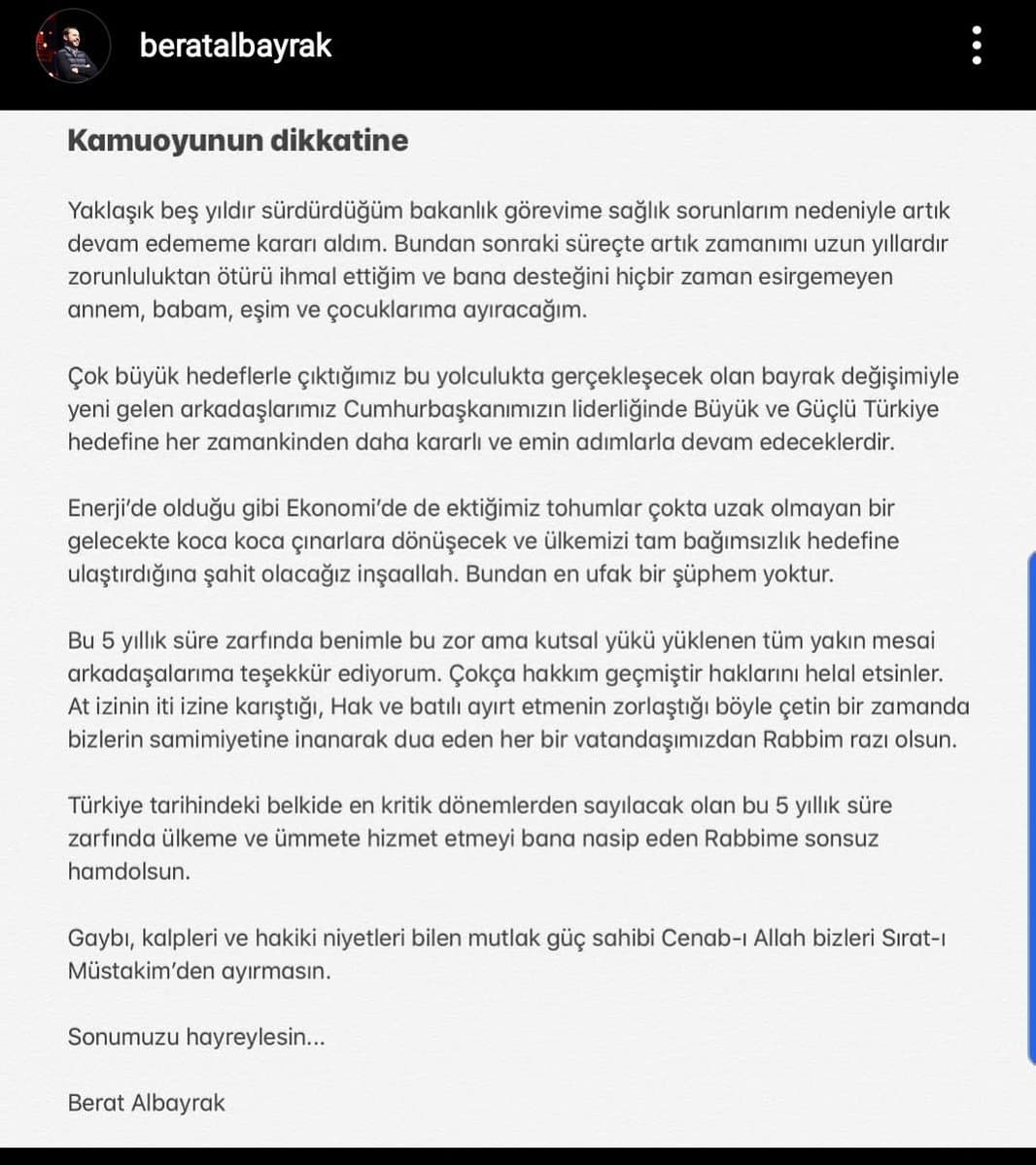 Hazine ve Maliye Bakanı Berat Albayrak istifa mı etti?