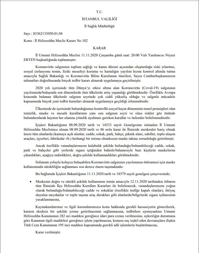 Pendik'te sigara içmenin yasak olduğu cadde ve sokaklar belli oldu!