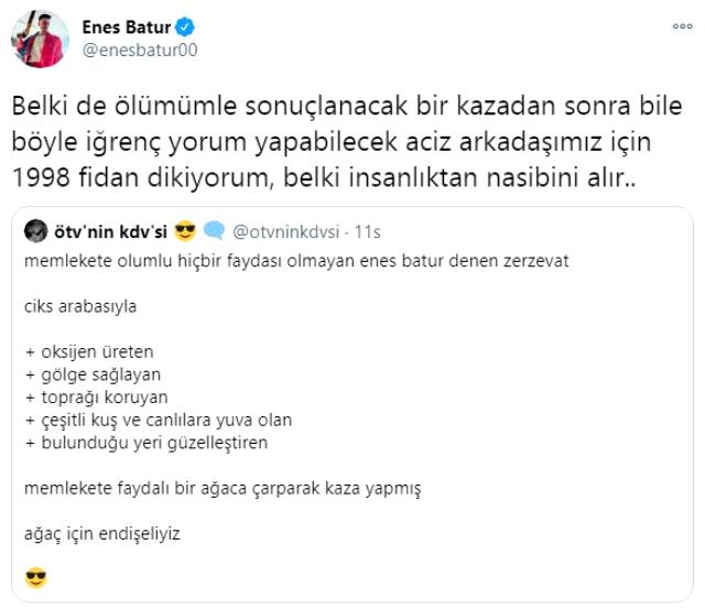 Enes Batur, yaptığı hareketle kazasına yorum yapanları yerin dibine soktu!