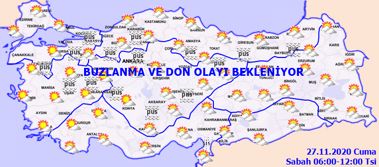 Meteoroloji'den yurt genelinde don ve buzlanma uyarısı! 27 Kasım Cuma hava durumu