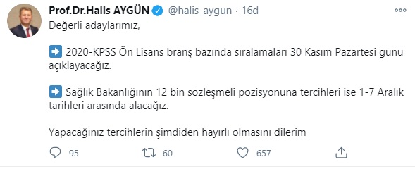 KPSS ön lisans branş bazında sıralamalar 30 Kasım'da açıklanacak