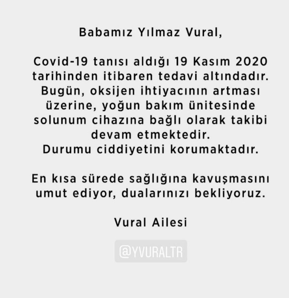Yılmaz Vural'dan üzen haber Korona nedeniyle yoğun bakımda entübe edildi
