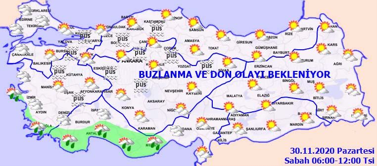 Meteoroloji'den 30 Kasım Pazartesi günü için o illere sağanak, buzlanma ve don uyarısı!