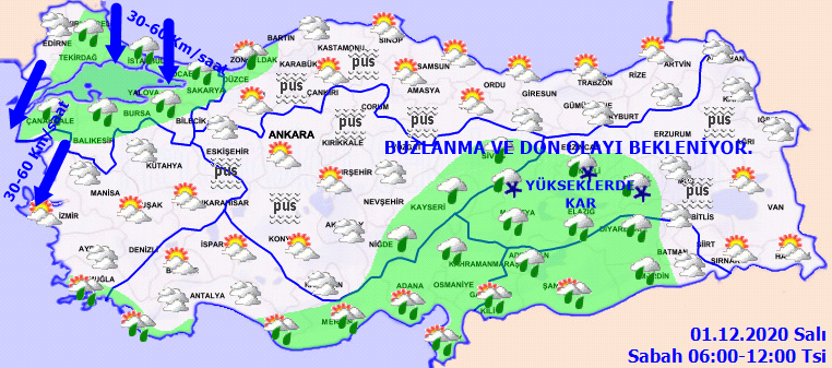 Meteoroloji'den 1 Aralık hava durumu tahminleri: Bu yerlerde yaşayanlar dikkat! Buzlanma, don, kar, yağış..