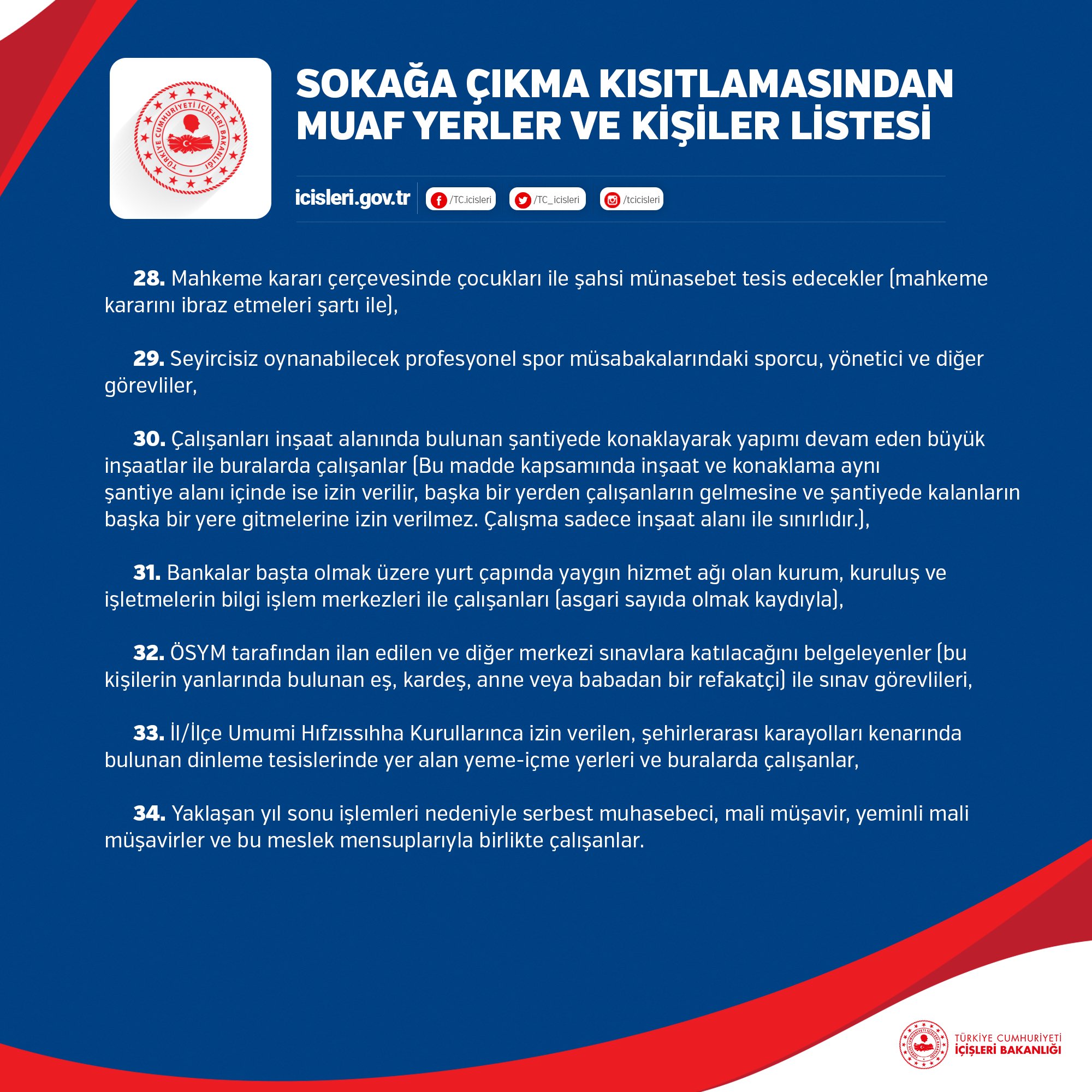 Hafta sonu sokağa çıkma yasağı muaf olanlar | Kısıtlamadan kimler muaf tutulacak?