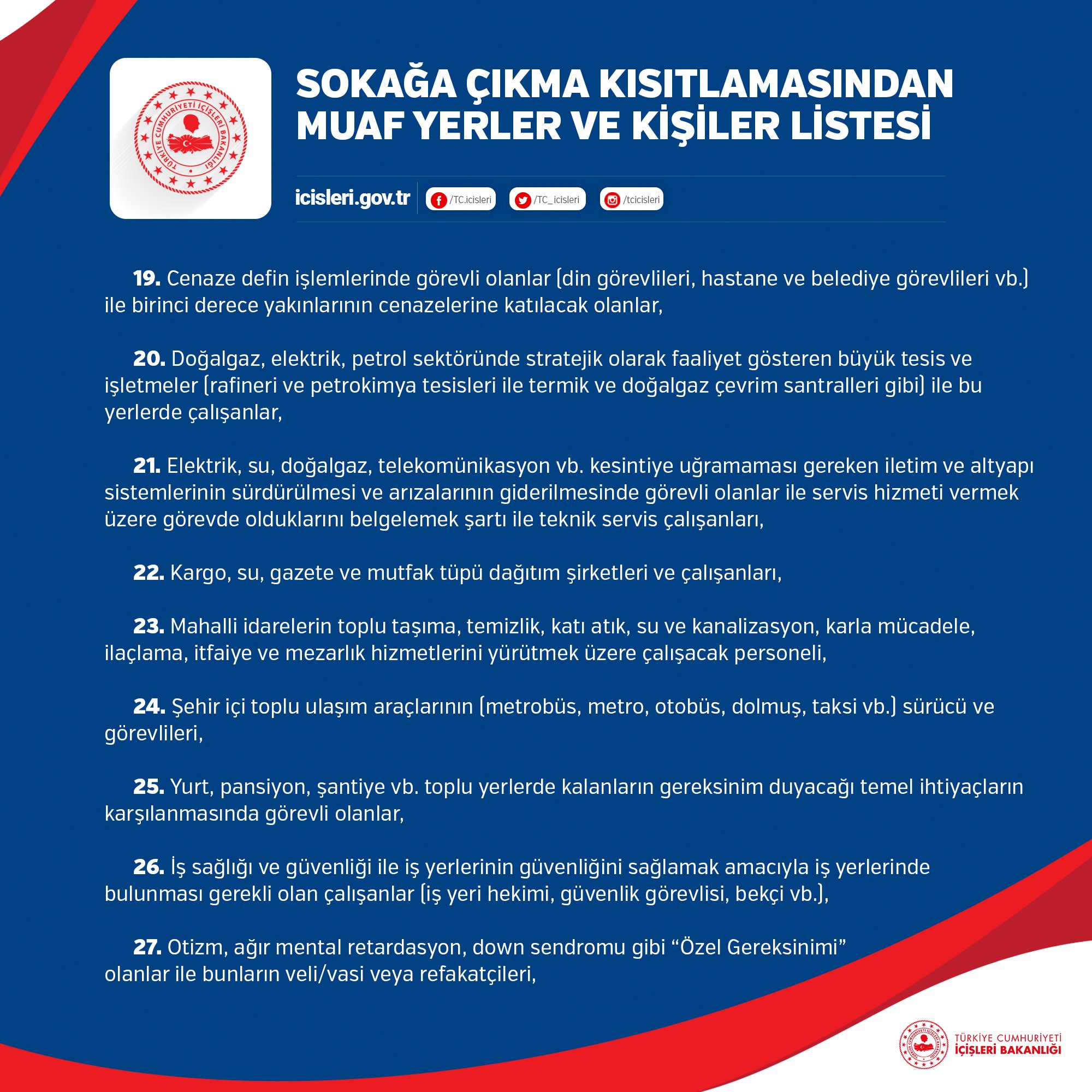 Hafta sonu sokağa çıkma yasağı muaf olanlar | Kısıtlamadan kimler muaf tutulacak?