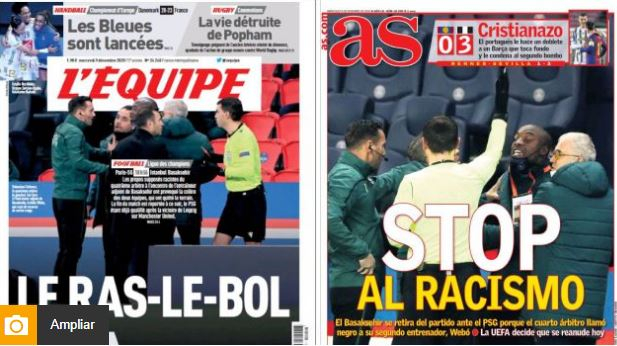 Avrupa basını Başakşehir'e yapılan ırkçılığa sessiz kalmadı