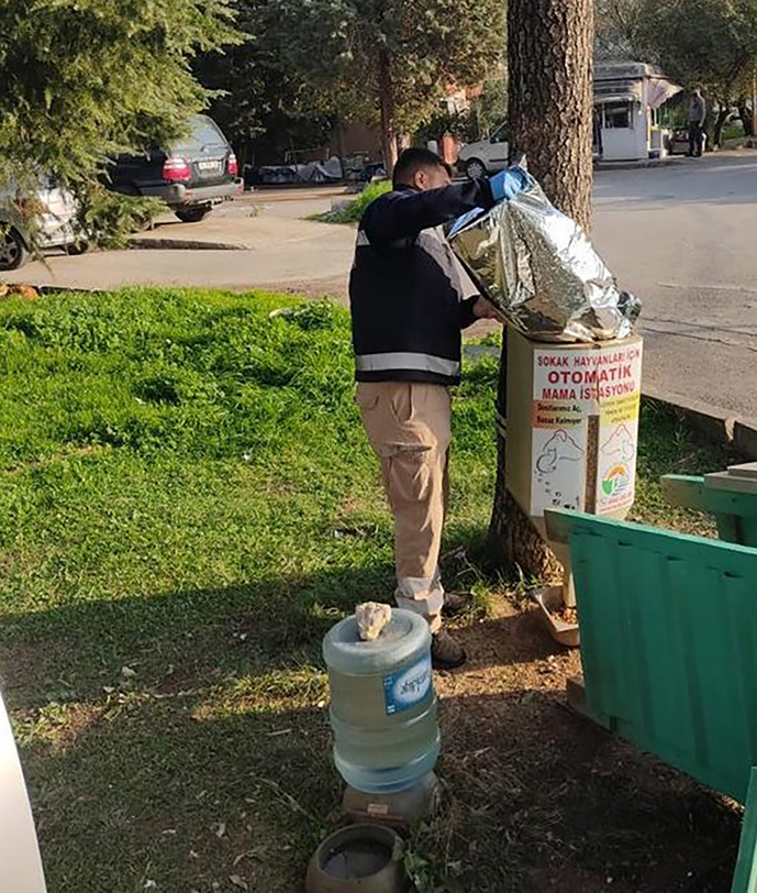 Sokağa çıkma yasağında Tuzla'da sokak hayvanları unutulmadı!