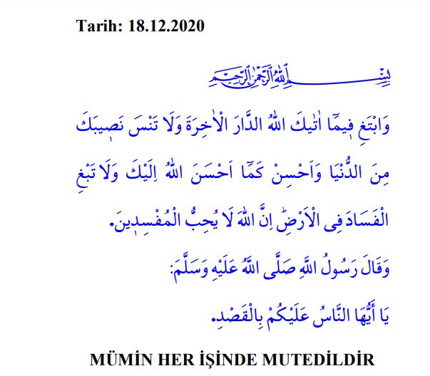 18 Aralık Cuma Hutbesi: Mümin her işinde mutedildir