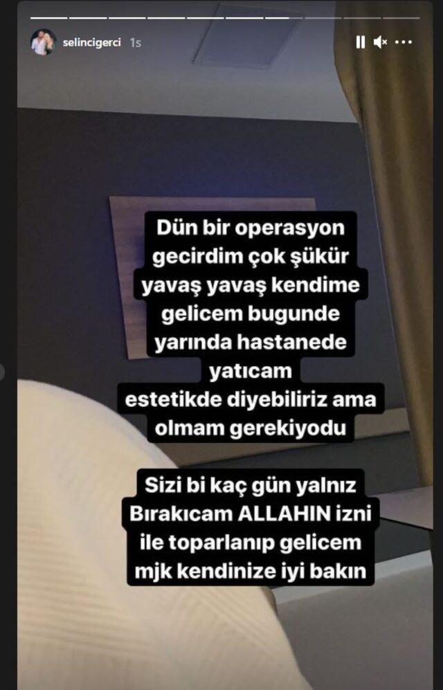 Selin Ciğerci hastanelik oldu! Ciğerci geçirdiği operasyon sonrası hastane odasından paylaştı