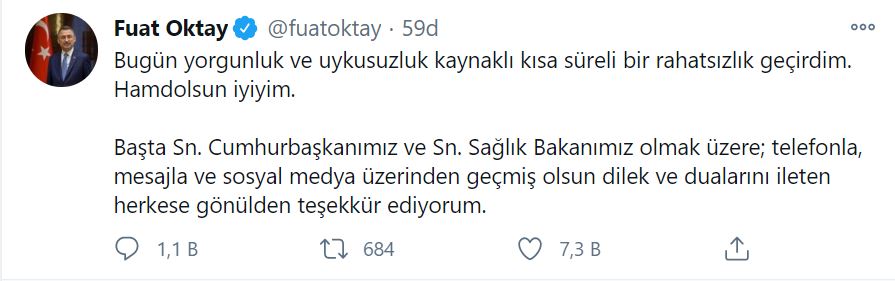 Cumhurbaşkanı Yardımcısı Fuat Oktay'a ne oldu? Neden rahatsızlandı? Sağlık durumu nasıl?