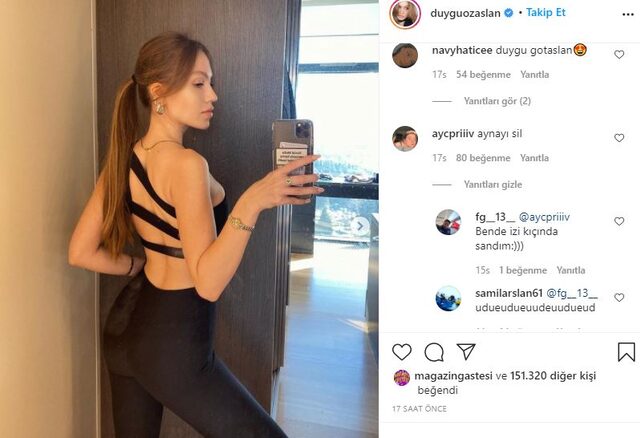 Duygu Özaslan'ın taytlı fotoğraflarındaki o detaya yorum yağdı!