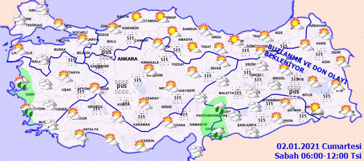 Meteoroloji o illeri ve bölgelerimizi uyardı: Sağanak yağış, buzlanma, don, sis ve pus etkili olacak