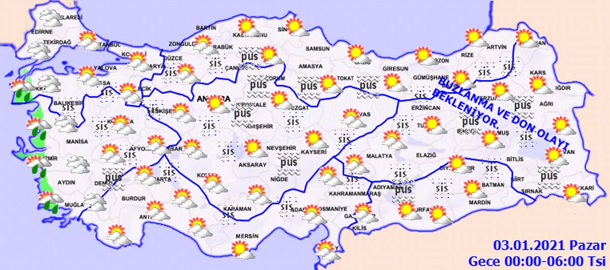Meteoroloji o illeri ve bölgelerimizi uyardı: Sağanak yağış, buzlanma, don, sis ve pus etkili olacak