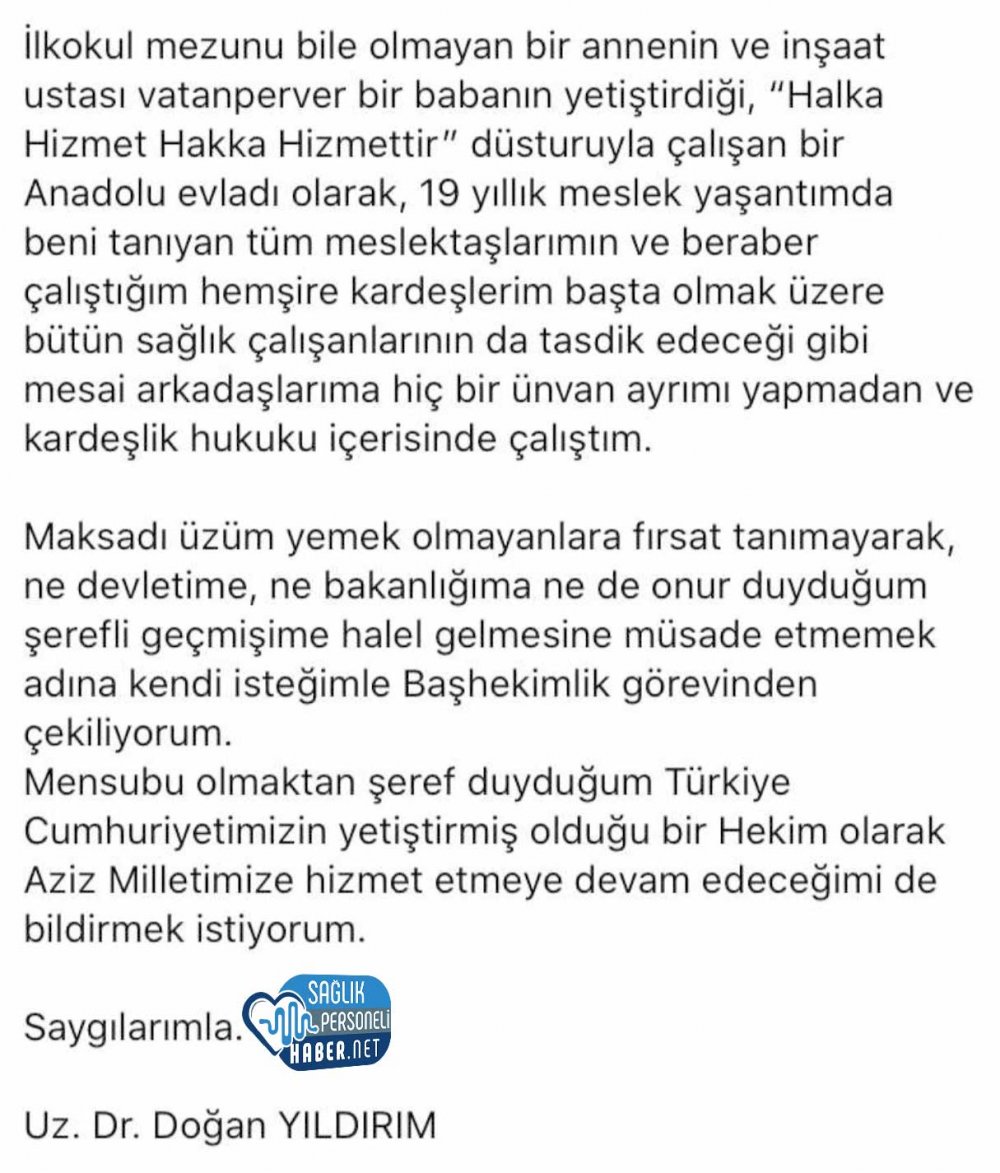 Doğan Yıldırım kimdir, kaç yaşında, nereli? Başhekim Doğan Yıldırım neden istifa etti?