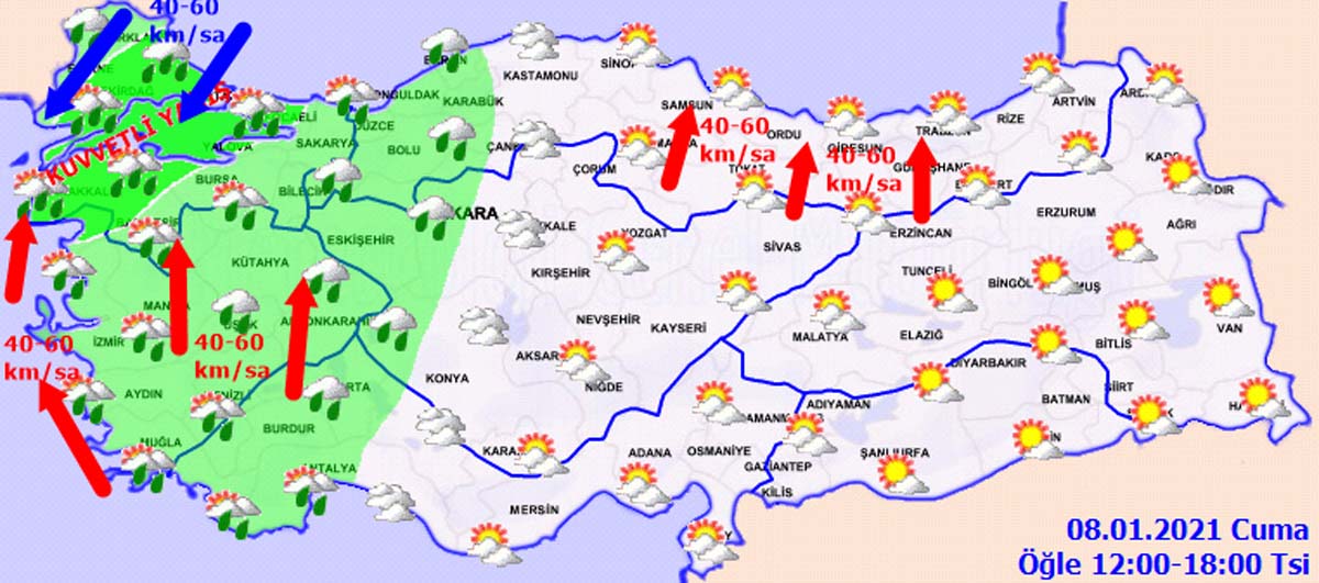 Meteoroloji'den o bölge ve illerimize uyarı: Sağanak yağış ve kuvvetli rüzgar etkili olacak