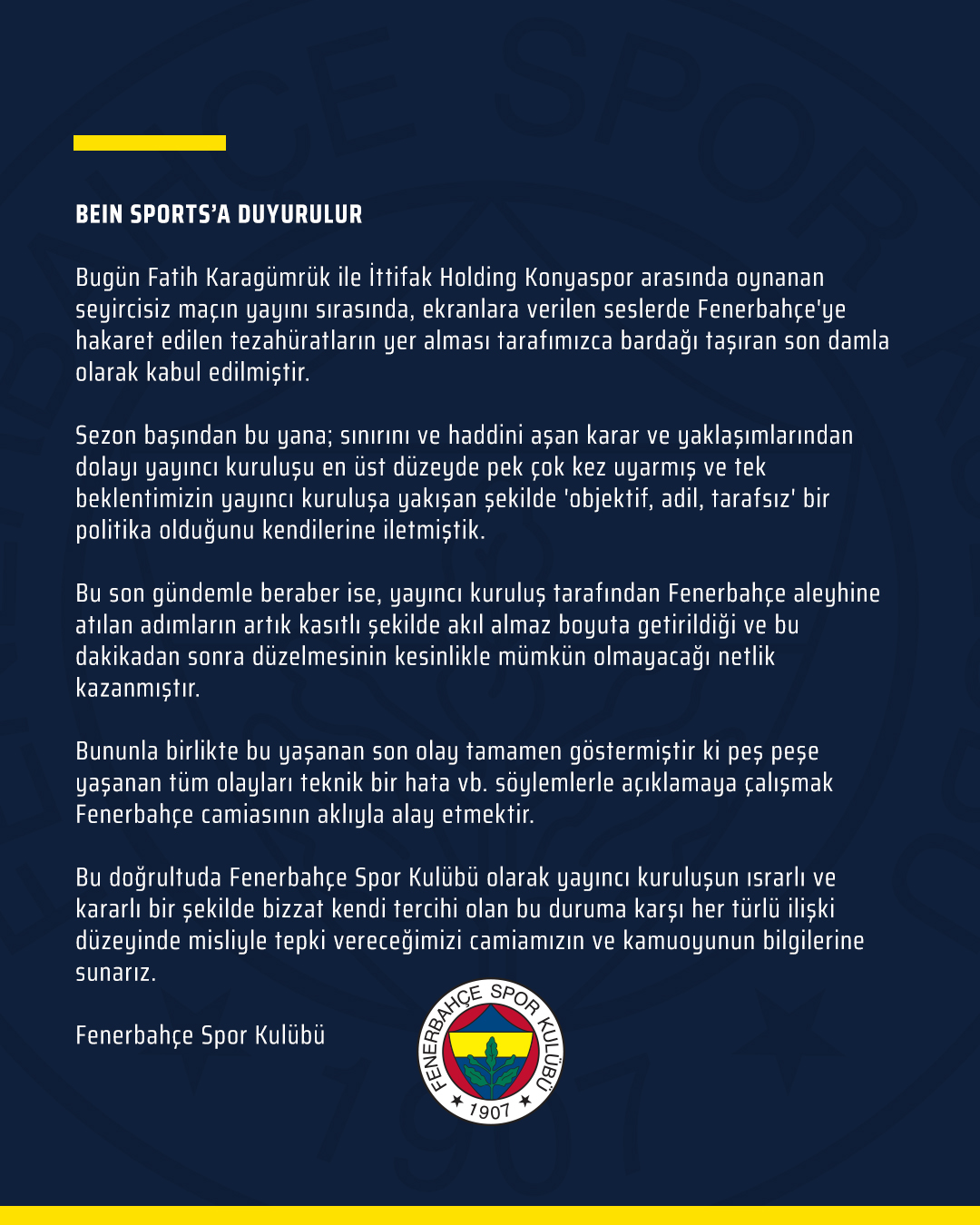 F.Bahçe'den BeinSports'a tepki!