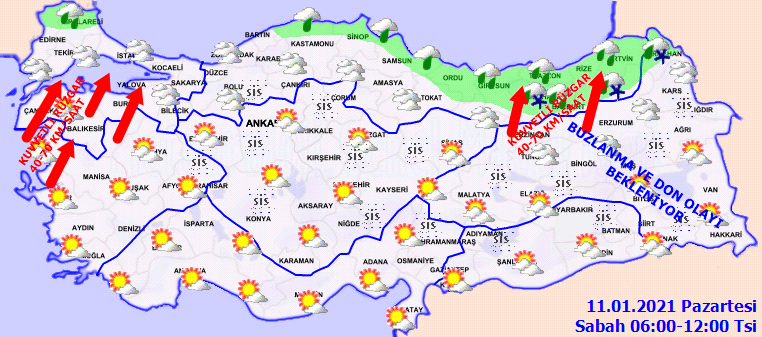 Meteoroloji'den uyarı geldi! İstanbul için kar kapıda! 11 Ocak 2021 hava durumu!