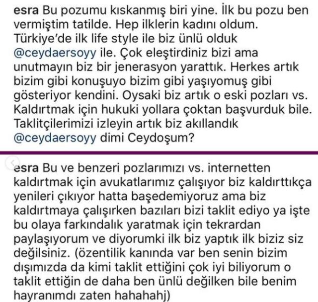Esra Ceyda kardeşlerden Şeyma Subaşı'nın üstsüz paylaşımına gönderme!