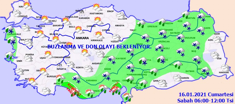 Beklenen kar yurtta etkili olmaya başladı! İşte 16 ocak hava durumu 2021 