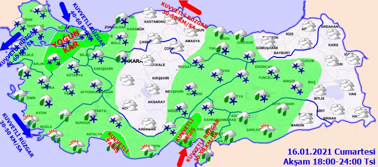 Beklenen kar yurtta etkili olmaya başladı! İşte 16 ocak hava durumu 2021 