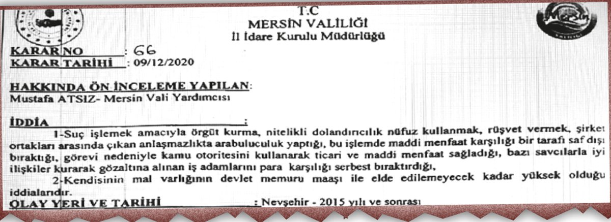 Mersin Valisi Ali İhsan Su'dan yardımcısı Mustafa Atsız'a soruşturma izni: Suç makinesi çıktı!