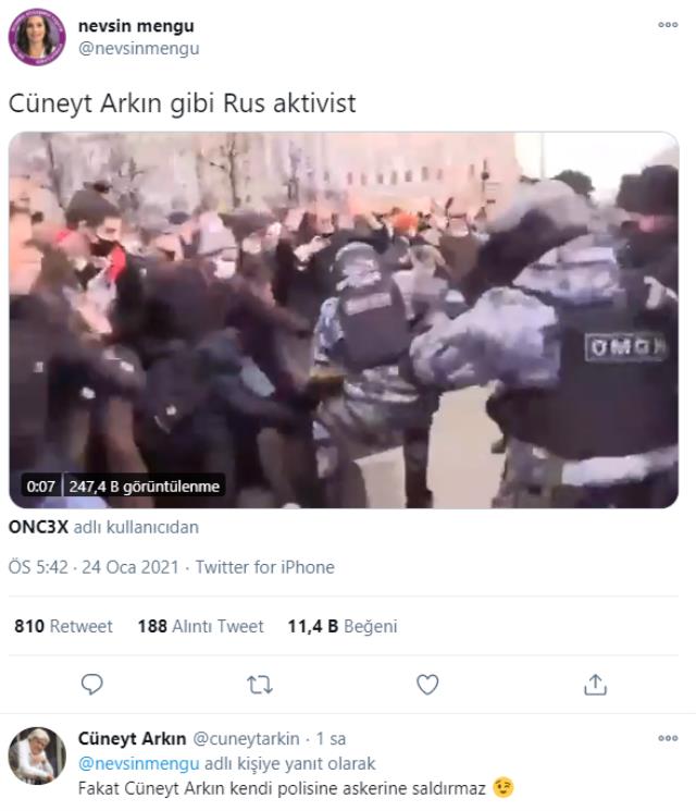 Rus göstericileri Cüneyt Arkın'a benzeten Nevşin Mengü'ye Cüneyt Arkın'dan tokat gibi cevap!