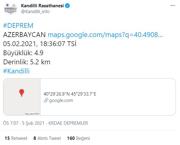 Ermenistan'da 4.7 şiddetinde deprem