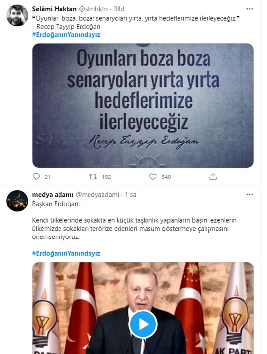 Kendilerini belli ettiler: Cumhurbaşkanıİstifa ve #ErdoğanınYanındayız gündem oldu