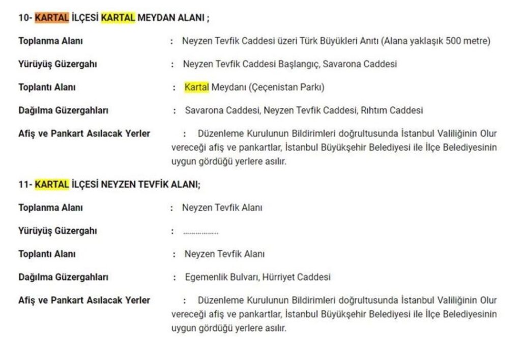 SON DAKİKA! Kartal'da gösteri ve yürüyüşlere bir hafta boyunca yasak geldi!