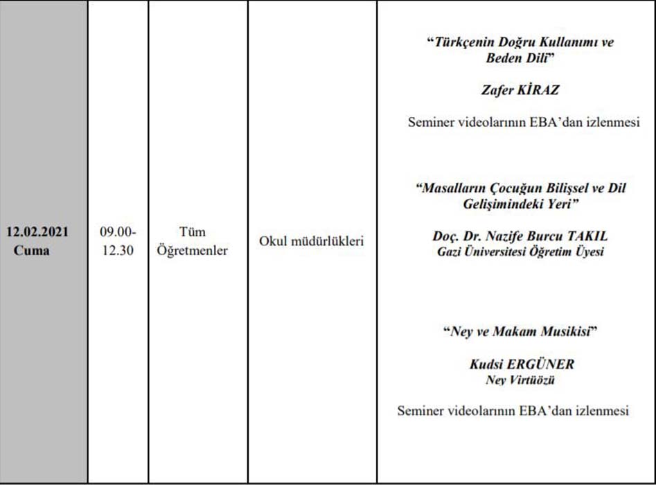 Mesleki Çalışma Programı nedir? Öğretmen seminerleri nasıl olacak 2021?