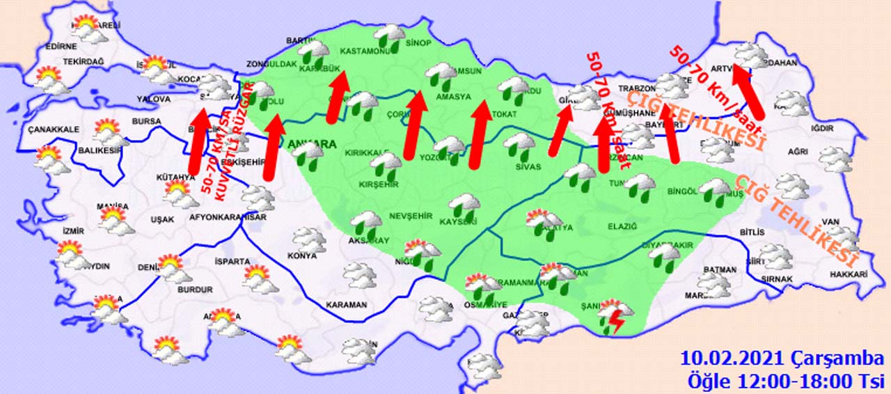 Meteoroloji'den yağmur ve fırtına uyarısı: İşte 10 Şubat hava durumu raporu...