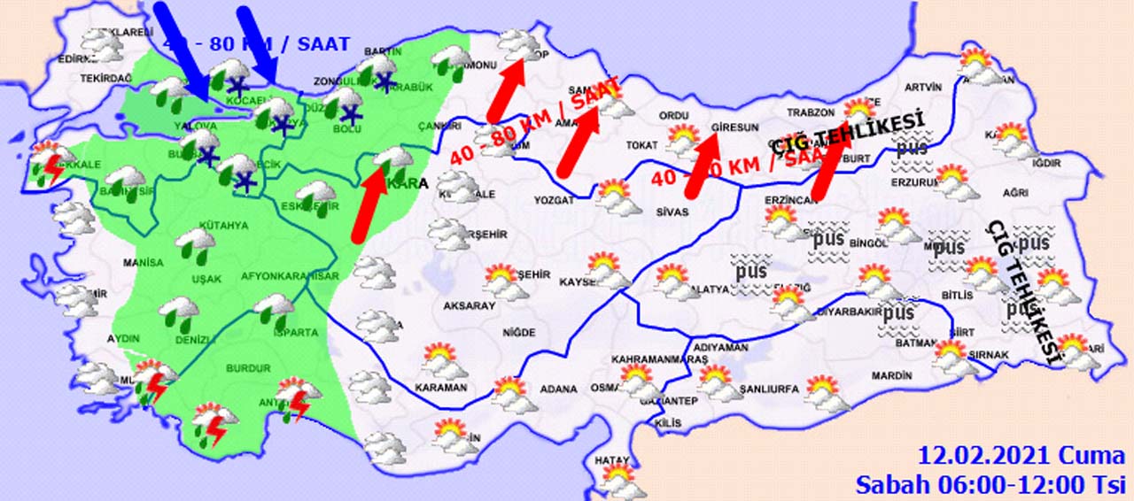Meteoroloji'den 12 Şubat Cuma hava durumu: İstanbul'a kar geliyor