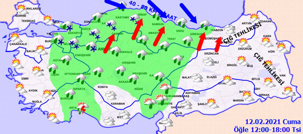 Meteoroloji'den 12 Şubat Cuma hava durumu: İstanbul'a kar geliyor