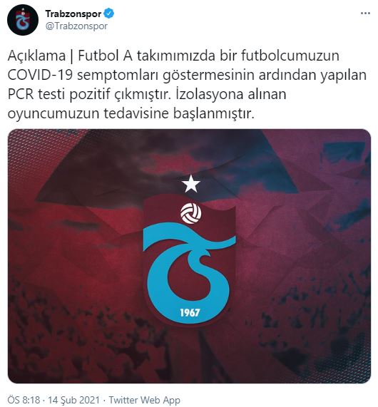 Son dakika: Trabzonspor'da koronavirüs şoku! 1 futbolcunun test sonucu pozitif çıktı