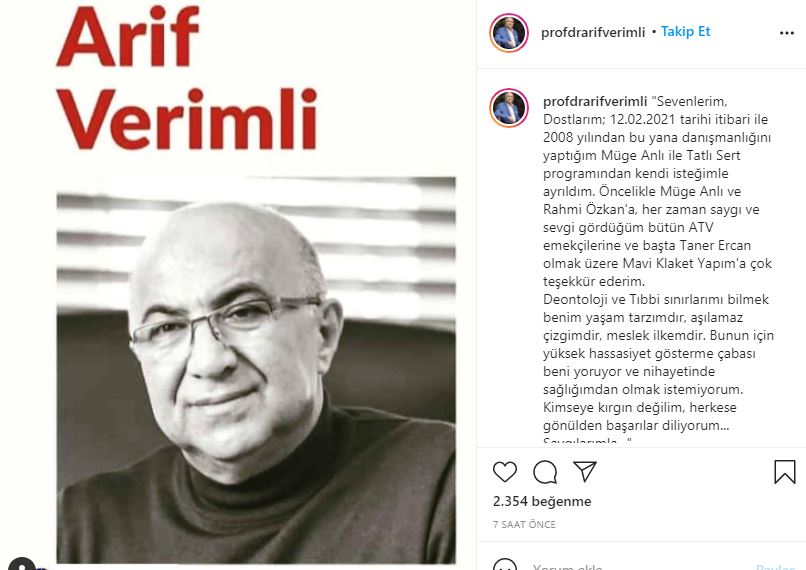 Arif Verimli Müge Anlı ile Tatlı Sert programına veda etti!