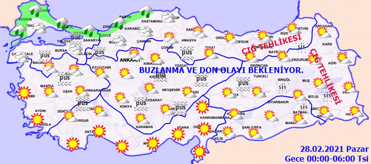 Meteoroloji bölge uyardı: Yağmur, buzlanma, don, sis ve pus etkili olacak