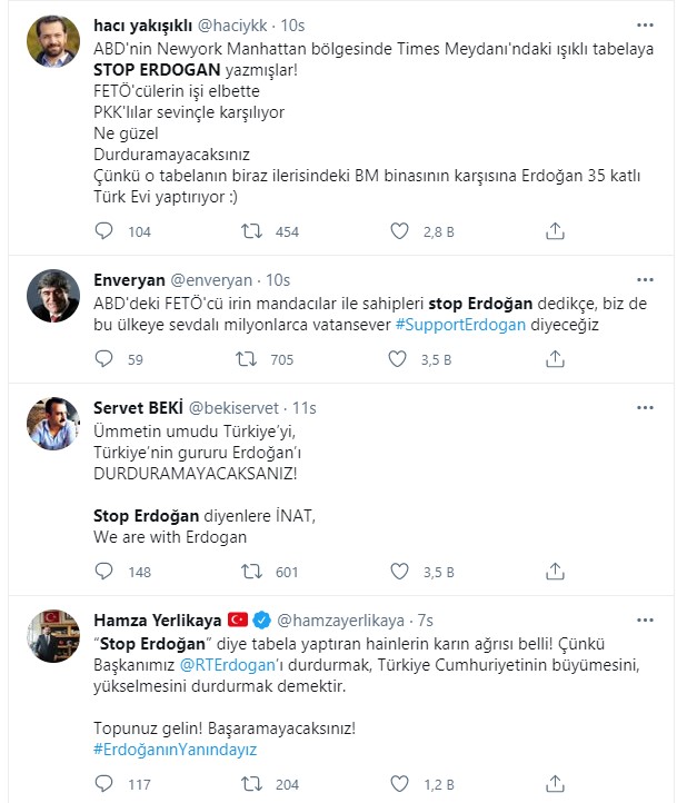 ABD'de kara propaganda! FETÖ'cüler Stop Erdoğan ilanlarıyla Cumhurbaşkanı Erdoğan'ı hedef aldı