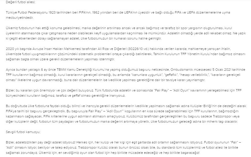 Trabzonspor'dan FIFA'ya TFF başvurusu!